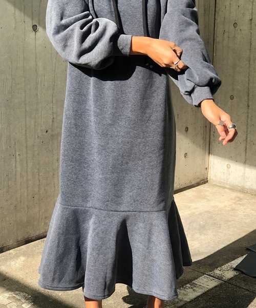 PARKS TOKYO SELECT(パークストウキョウセレクト)の「裏起毛 スウェットロングワンピース(ワンピース・レディース・チャコールグレー/ライトグレー/ブラック/キャメル・FREE)」の10枚目の写真