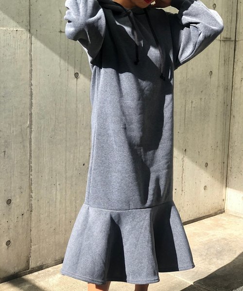 PARKS TOKYO SELECT(パークストウキョウセレクト)の「裏起毛 スウェットロングワンピース(ワンピース・レディース・チャコールグレー/ライトグレー/ブラック/キャメル・FREE)」の17枚目の写真