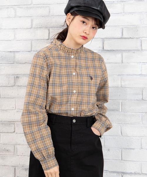 U.S. POLO ASSN.(ユーエスポロアッスン)の「∴WEGO/U.S. POLO ASSN.別注フリルネックシャツ(シャツ/ブラウス)」|ベージュ系その他2