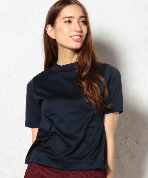 green label relaxing（グリーンレーベルリラクシング）の「GT 60/2  ムジ&BORハイネック POカットソー ◆（Tシャツ/カットソー・レディース・オフホワイト/グレー/ネイビー・フリー）」の3枚目の写真