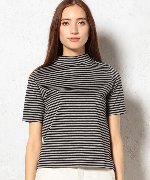 green label relaxing（グリーンレーベルリラクシング）の「GT 60/2  ムジ&BORハイネック POカットソー ◆（Tシャツ/カットソー・レディース・オフホワイト/グレー/ネイビー・フリー）」の4枚目の写真