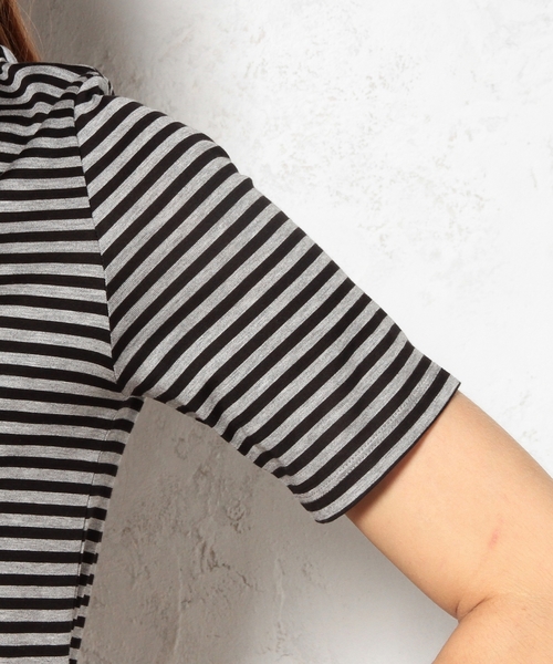 green label relaxing（グリーンレーベルリラクシング）の「GT 60/2  ムジ&BORハイネック POカットソー ◆（Tシャツ/カットソー・レディース・オフホワイト/グレー/ネイビー・フリー）」の9枚目の写真