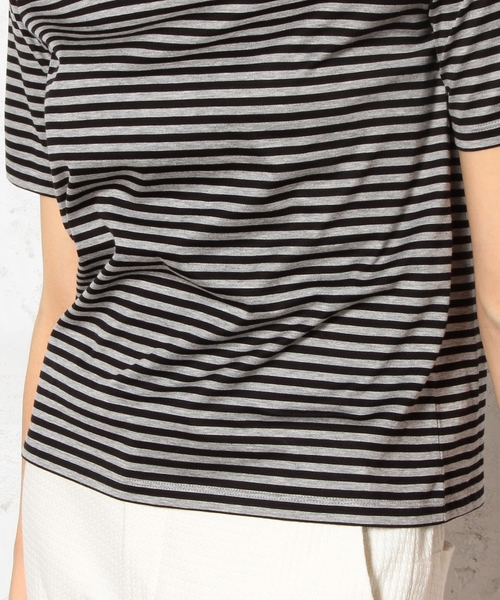 green label relaxing（グリーンレーベルリラクシング）の「GT 60/2  ムジ&BORハイネック POカットソー ◆（Tシャツ/カットソー・レディース・オフホワイト/グレー/ネイビー・フリー）」の10枚目の写真