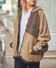 Mark Gonzales/マークゴンザレス MONO-MART別注 シープボアフリース オーバーサイズ 切替フードブルゾン