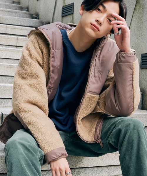 Mark Gonzales（マーク・ゴンザレス）の「Mark Gonzales/マークゴンザレス MONO-MART別注 シープボアフリース オーバーサイズ 切替フードブルゾン（ブルゾン・メンズ・ベージュ系その他/ベージュ系その他4/ブラック系その他/ベージュ系その他3/ベージュ系その他2/ホワイト系その他/ブラック/ベージュ系その他5/ベージュ系その他6/ベージュ系その他7/ベージュ系・M/S/L/XL）」の15枚目の写真