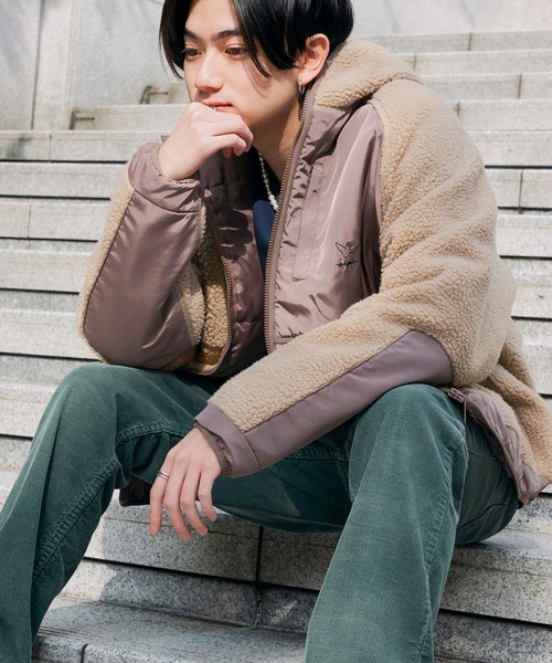 Mark Gonzales（マーク・ゴンザレス）の「Mark Gonzales/マークゴンザレス MONO-MART別注 シープボアフリース オーバーサイズ 切替フードブルゾン（ブルゾン・メンズ・ベージュ系その他/ベージュ系その他4/ブラック系その他/ベージュ系その他3/ベージュ系その他2/ホワイト系その他/ブラック/ベージュ系その他5/ベージュ系その他6/ベージュ系その他7/ベージュ系・M/S/L/XL）」の16枚目の写真