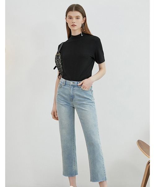 Fano Studios（ファノ ストゥディオズ）の「ハーフスリーブ モックネックT FA19S052【Fano Studios】（Tシャツ/カットソー・レディース・ホワイト/ブラック・S/M/L）」の7枚目の写真