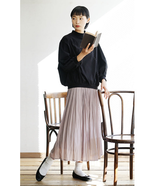 zootie（ズーティー）の「ヴィンテージサテン 消しプリーツ フレアロングスカート（スカート・レディース・ブラック/ピンク/アイボリー/グレー系その他/ブルーグリーン/ライトグレー/ピンク系その他/コーラル/ブルー系その他/チャコール/グレイッシュブルー・M）」の13枚目の写真