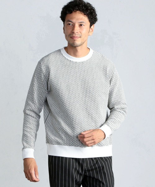 MEN'S BIGI（メンズビギ）の「バンブーパターン プルオーバーカットソー（Tシャツ/カットソー・メンズ・ブラック/ホワイト・01/02/03/04）」の3枚目の写真