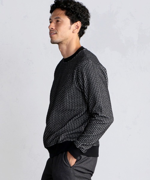 MEN'S BIGI（メンズビギ）の「バンブーパターン プルオーバーカットソー（Tシャツ/カットソー・メンズ・ブラック/ホワイト・01/02/03/04）」の8枚目の写真