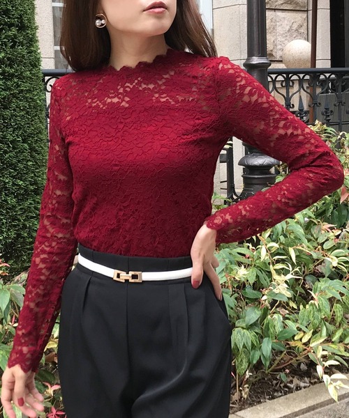 Julia Boutique ジュリアブティック の スカラップ総レーストップス 640 Tシャツ カットソー Wear