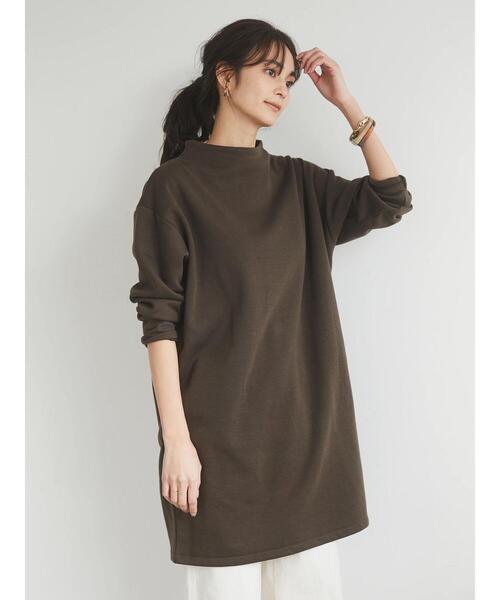 CRAFT STANDARD BOUTIQUE(クラフトスタンダードブティック)の「ボートネックドロップショルダーチュニック ●*(Tシャツ/カットソー・レディース・ブラック/ブラウン/オリーブ/グレイッシュベージュ・FREE)」の15枚目の写真