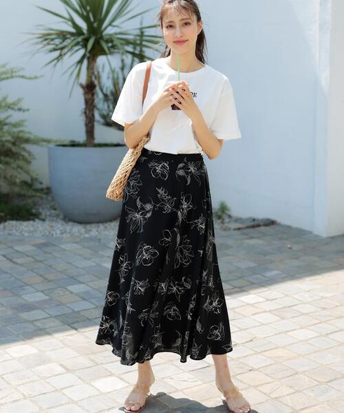 線画花フレア スカート スカート Ingni イング のファッション スカート スカート セール
