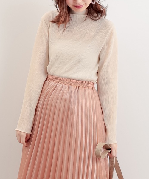 natural couture(ナチュラルクチュール)の「くしゅくしゅシアータートルインナーセット(Tシャツ/カットソー・レディース・アイボリー/ブラック/ライトグレー/ピンク・FREE)」の2枚目の写真