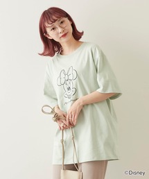 【timecapsule】Disney 顔刺繍 (ミッキー/ミニー) コットン半袖Tシャツ