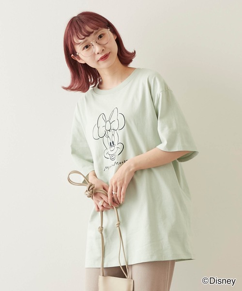 Disney(ディズニー)の「【timecapsule】Disney 顔刺繍 (ミッキー/ミニー) コットン半袖Tシャツ(Tシャツ/カットソー・レディース・ホワイト/チャコールグレー/ベージュ/ミント/ホワイト系その他/グレー系その他/ベージュ系その他/グリーン系その他・M/L)」の8枚目の写真