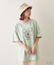【timecapsule】Disney 顔刺繍 (ミッキー/ミニー) コットン半袖Tシャツ