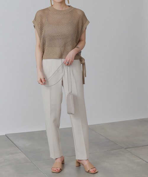 COLONY 2139（コロニートゥーワンスリーナイン）の「サイドリボンメッシュニットベスト（ベスト・レディース・ブラック/ベージュ/ライム・FREE）」の22枚目の写真