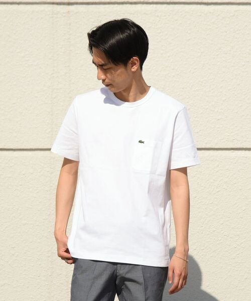 LACOSTE(ラコステ)の「【WEB限定】LACOSTE: クルーネック ポケット Tシャツ TH5846L(Tシャツ/カットソー・メンズ・ホワイト/ブラック/グレー/ネイビー・SMALL/X-LARGE/MEDIUM/LARGE/XX-LARGE)」の2枚目の写真