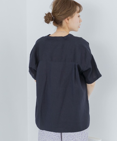 URBAN RESEARCH Sonny Label（アーバンリサーチサニーレーベル）の「リネンバンドカラー半袖シャツ（Tシャツ/カットソー・レディース・ピンク/ホワイト/ネイビー・FREE）」の8枚目の写真