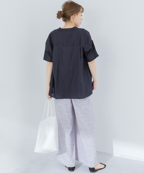 URBAN RESEARCH Sonny Label（アーバンリサーチサニーレーベル）の「リネンバンドカラー半袖シャツ（Tシャツ/カットソー・レディース・ピンク/ホワイト/ネイビー・FREE）」の10枚目の写真