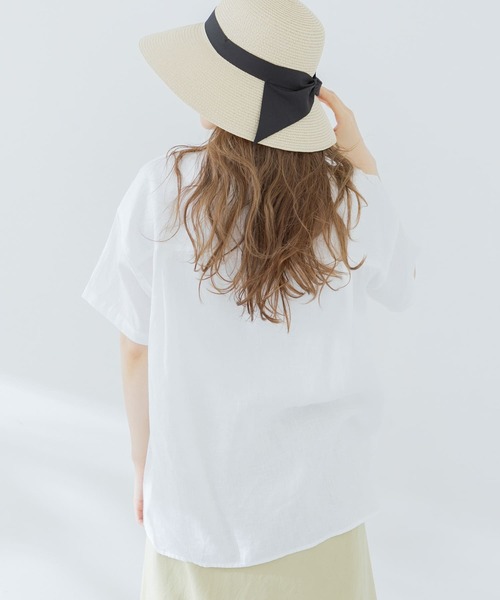 URBAN RESEARCH Sonny Label（アーバンリサーチサニーレーベル）の「リネンバンドカラー半袖シャツ（Tシャツ/カットソー・レディース・ピンク/ホワイト/ネイビー・FREE）」の12枚目の写真