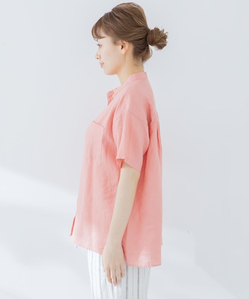 URBAN RESEARCH Sonny Label（アーバンリサーチサニーレーベル）の「リネンバンドカラー半袖シャツ（Tシャツ/カットソー・レディース・ピンク/ホワイト/ネイビー・FREE）」の16枚目の写真