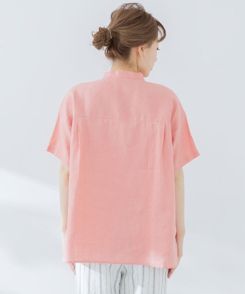 URBAN RESEARCH Sonny Label（アーバンリサーチサニーレーベル）の「リネンバンドカラー半袖シャツ（Tシャツ/カットソー・レディース・ピンク/ホワイト/ネイビー・FREE）」の17枚目の写真