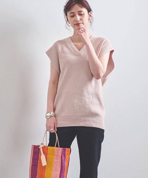 UNITED ARROWS（ユナイテッドアローズ）の「＜WEB限定＞UWSC Vネック ニットベスト◆（ベスト・レディース・ネイビー/オフホワイト/ライトピンク・FREE）」の18枚目の写真