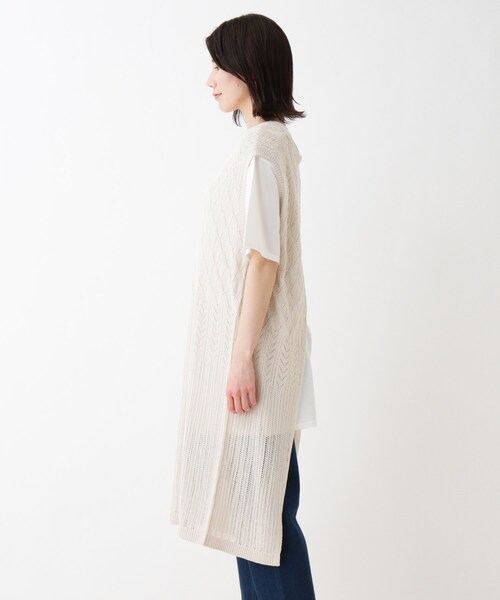 SHOO・LA・RUE（シューラルー）の「◆【2点セット】バックスリットニットワンピース（ワンピース・レディース・オフホワイト/カーキ/ピンク系・02/03/04）」の5枚目の写真