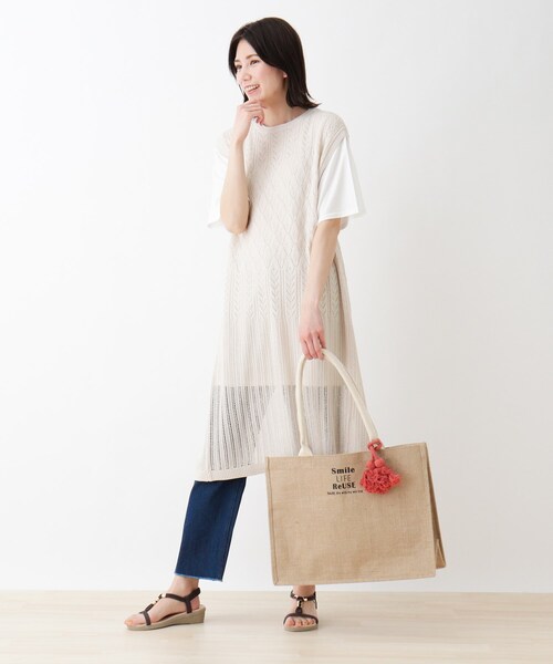 SHOO・LA・RUE（シューラルー）の「◆【2点セット】バックスリットニットワンピース（ワンピース・レディース・オフホワイト/カーキ/ピンク系・02/03/04）」の12枚目の写真