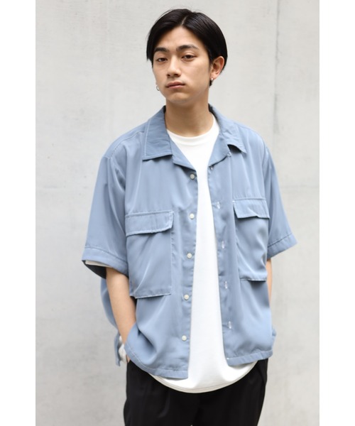 CREARE -LINO-（クレアーレリノ）の「ビックサイズステッチングシャツ（シャツ/ブラウス・メンズ・モカ/グリーン/ブラック/サックスブルー/ホワイト/グレイッシュベージュ・M/L）」の6枚目の写真