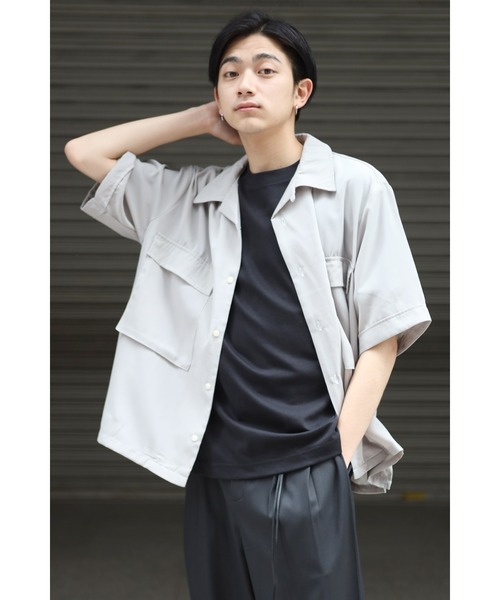 CREARE -LINO-（クレアーレリノ）の「ビックサイズステッチングシャツ（シャツ/ブラウス・メンズ・モカ/グリーン/ブラック/サックスブルー/ホワイト/グレイッシュベージュ・M/L）」の5枚目の写真