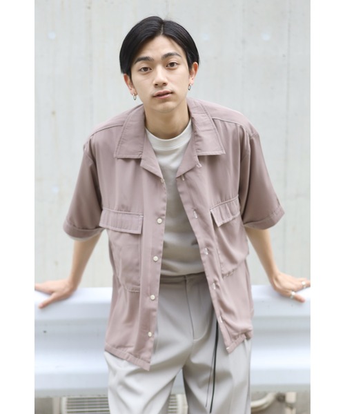 CREARE -LINO-（クレアーレリノ）の「ビックサイズステッチングシャツ（シャツ/ブラウス・メンズ・モカ/グリーン/ブラック/サックスブルー/ホワイト/グレイッシュベージュ・M/L）」の4枚目の写真
