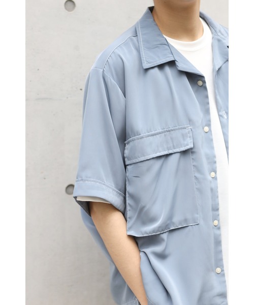 CREARE -LINO-（クレアーレリノ）の「ビックサイズステッチングシャツ（シャツ/ブラウス・メンズ・モカ/グリーン/ブラック/サックスブルー/ホワイト/グレイッシュベージュ・M/L）」の7枚目の写真