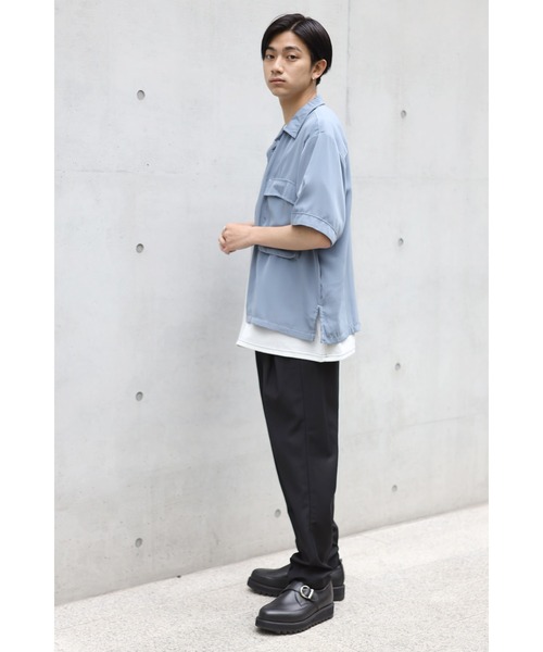 CREARE -LINO-（クレアーレリノ）の「ビックサイズステッチングシャツ（シャツ/ブラウス・メンズ・モカ/グリーン/ブラック/サックスブルー/ホワイト/グレイッシュベージュ・M/L）」の14枚目の写真