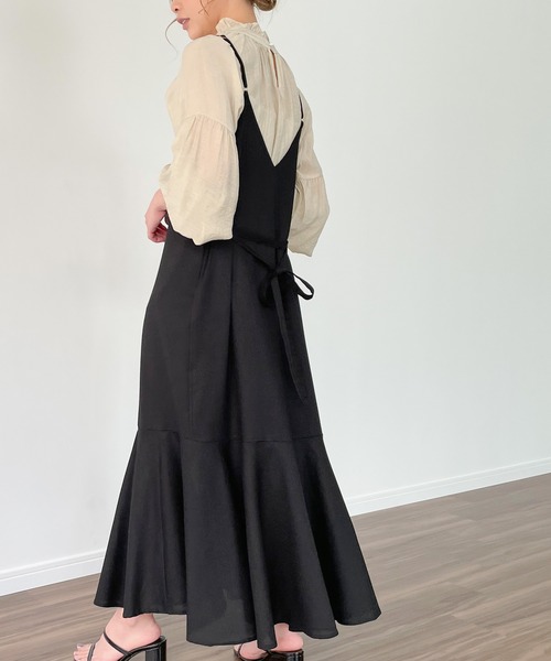 JUNOAH（ジュノア）の「リネン混マーメイドスカートサロペット（サロペット/オーバーオール・レディース・ブラック/グレイッシュベージュ/グリーン/アイボリー/ブルー/モカ・FREE）」の15枚目の写真