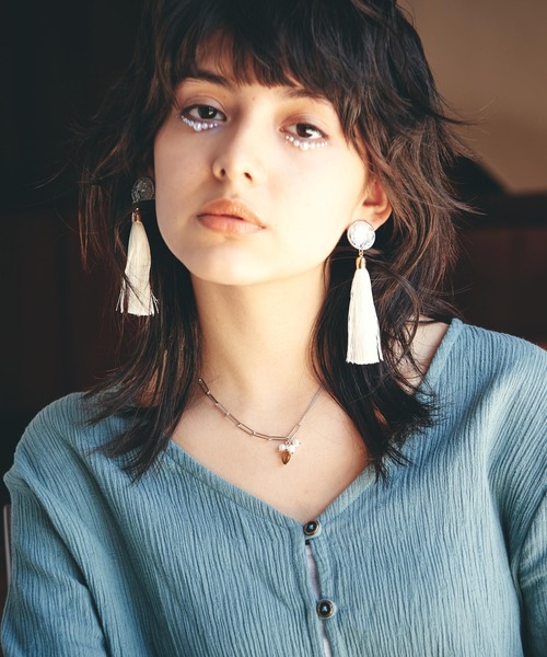 LAYMEE（レイミー）の「Zinnia pierce / ジニアピアス（ピアス（両耳用）・レディース・ブラック/ホワイト・FREE）」の15枚目の写真