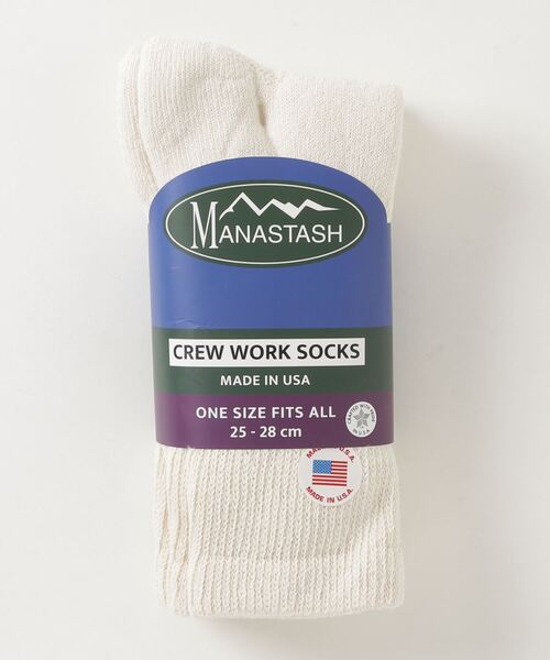 MANASTASH（マナスタッシュ）の「MANASTASH/マナスタッシュ 2P CREW WORK SOCKS（ソックス/靴下・メンズ・ナチュラル/ホワイト/ブラック・FREE）」の3枚目の写真