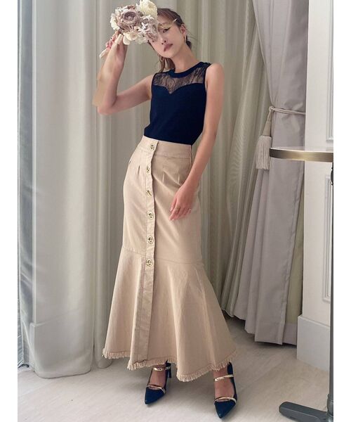 RESEXXY(リゼクシー)の「フロントボタンマーメイドスカート(スカート・レディース・ブラック/ベージュ/ブラウン・FREE)」の4枚目の写真