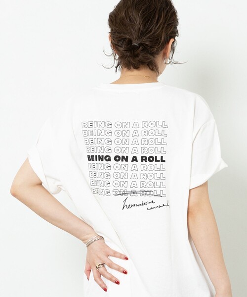 FREAK'S STORE（フリークスストア）の「▽【WEB限定】BEING ON A ROLL TEE/ロゴTシャツ（Tシャツ/カットソー・レディース・ホワイト/ブラック/イエロー・ﾌﾘ-）」の2枚目の写真