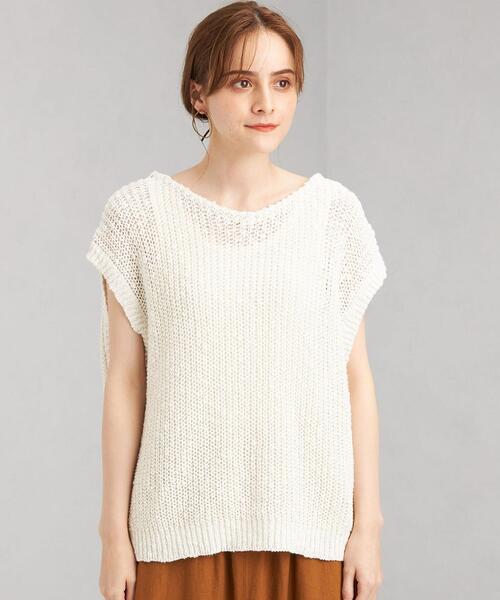 green label relaxing（グリーンレーベルリラクシング）の「カタアゼ ローゲージ ベスト [ニット]（ニット/セーター・レディース・オフホワイト/ライム/ロイヤルブルー・FREE）」の18枚目の写真