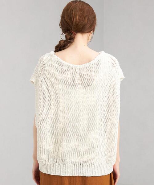 green label relaxing（グリーンレーベルリラクシング）の「カタアゼ ローゲージ ベスト [ニット]（ニット/セーター・レディース・オフホワイト/ライム/ロイヤルブルー・FREE）」の13枚目の写真