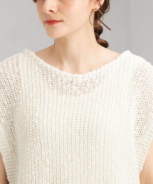 green label relaxing（グリーンレーベルリラクシング）の「カタアゼ ローゲージ ベスト [ニット]（ニット/セーター・レディース・オフホワイト/ライム/ロイヤルブルー・FREE）」の9枚目の写真