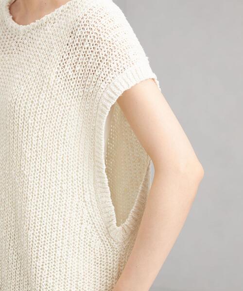green label relaxing（グリーンレーベルリラクシング）の「カタアゼ ローゲージ ベスト [ニット]（ニット/セーター・レディース・オフホワイト/ライム/ロイヤルブルー・FREE）」の16枚目の写真