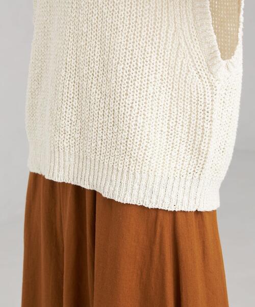 green label relaxing（グリーンレーベルリラクシング）の「カタアゼ ローゲージ ベスト [ニット]（ニット/セーター・レディース・オフホワイト/ライム/ロイヤルブルー・FREE）」の11枚目の写真