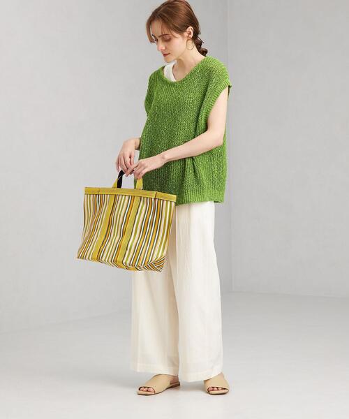 green label relaxing（グリーンレーベルリラクシング）の「カタアゼ ローゲージ ベスト [ニット]（ニット/セーター・レディース・オフホワイト/ライム/ロイヤルブルー・FREE）」の6枚目の写真