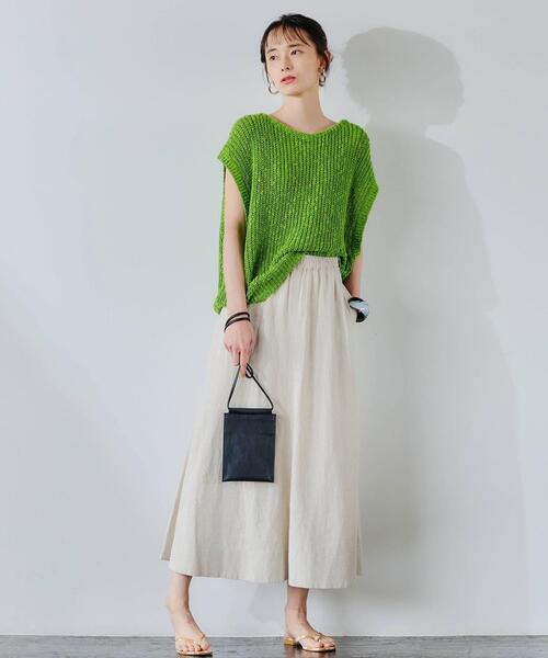 green label relaxing（グリーンレーベルリラクシング）の「カタアゼ ローゲージ ベスト [ニット]（ニット/セーター・レディース・オフホワイト/ライム/ロイヤルブルー・FREE）」の17枚目の写真