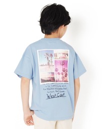 GLAZOS | OE天竺・接触冷感ドロップショルダーバックコラージュフォト半袖Tシャツ(Tシャツ/カットソー)