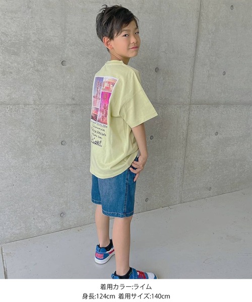 GLAZOS（グラソス）の「OE天竺・接触冷感ドロップショルダーバックコラージュフォト半袖Tシャツ（Tシャツ/カットソー・キッズ・ホワイト/ライトブルー/ライム・130cm/140cm/150cm/160cm/170cm）」の18枚目の写真